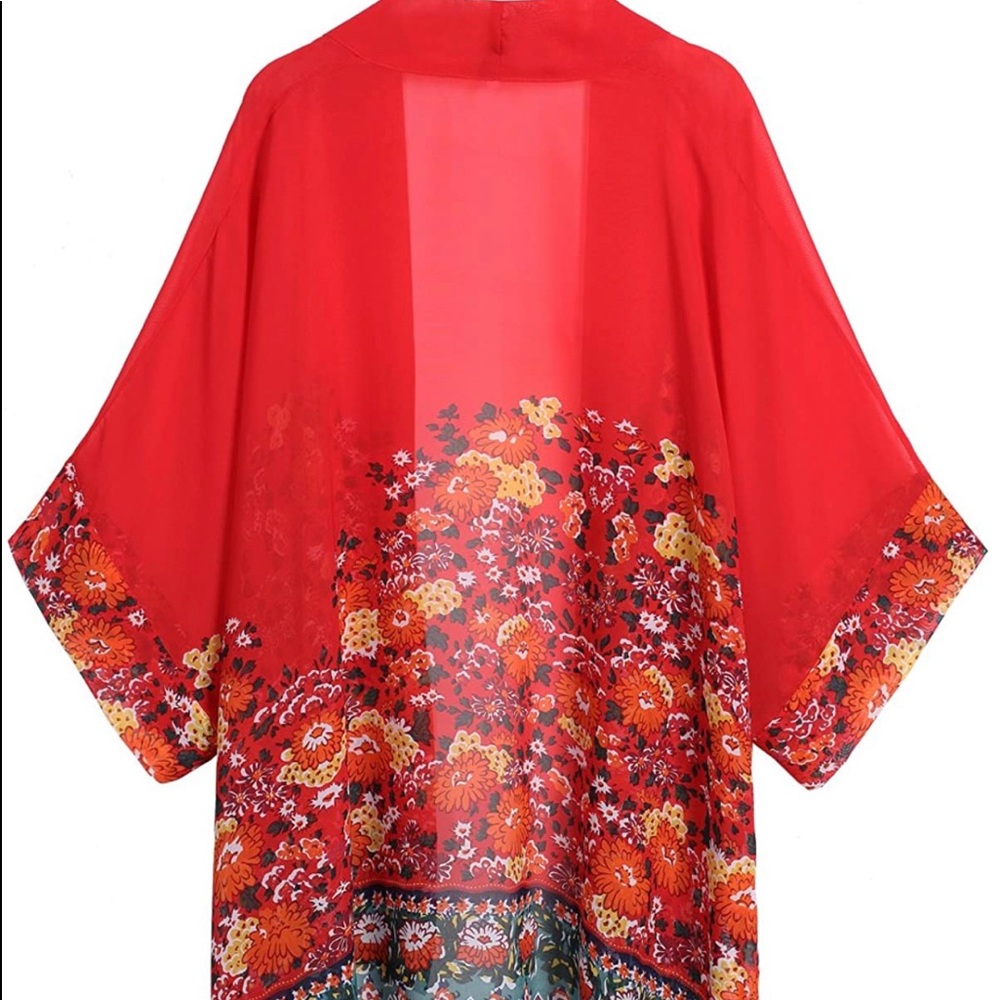 XL Women's Floral Print Sheer Chiffon Loose Kimono Cardigan Capes